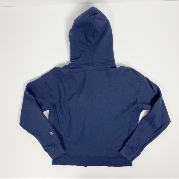 Champion Reverse Weave Navy Hoodie Medium - Picture 5 of 8